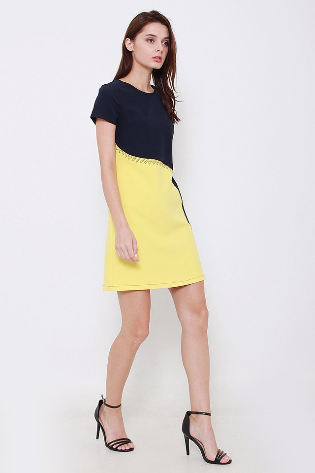 Trista Colour Block Dress (Yellow)