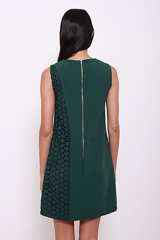 Maureen Lace Insert  Dress (Green)