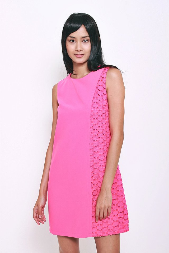 Maureen Lace Insert  Dress (Pink)