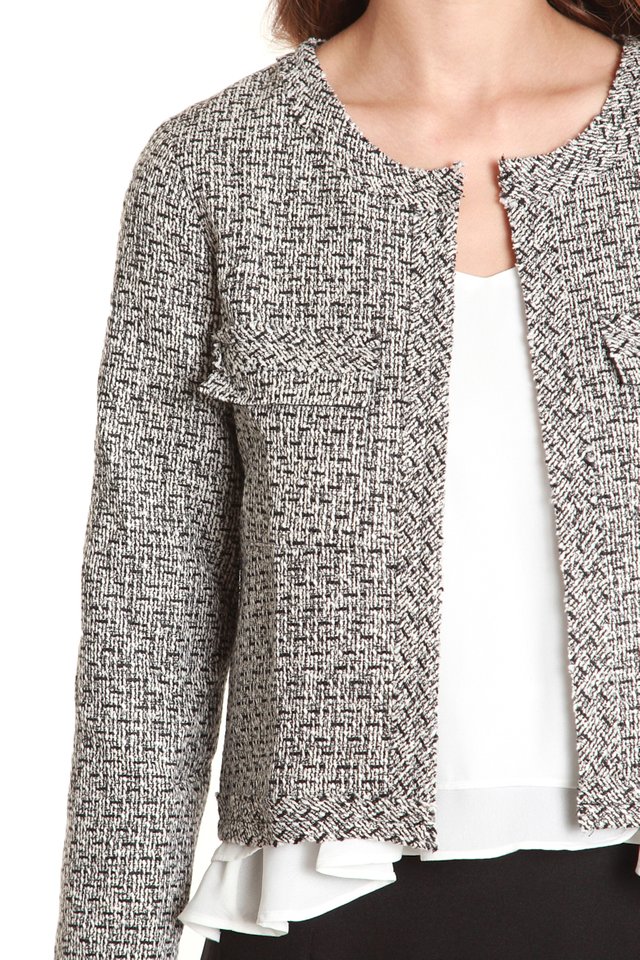 Emma Collarless Tweed Jacket