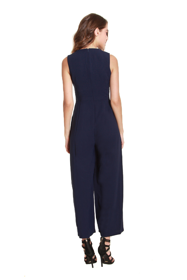 Catherine Classic Sleeveless Jumpsuit in Navy Blue