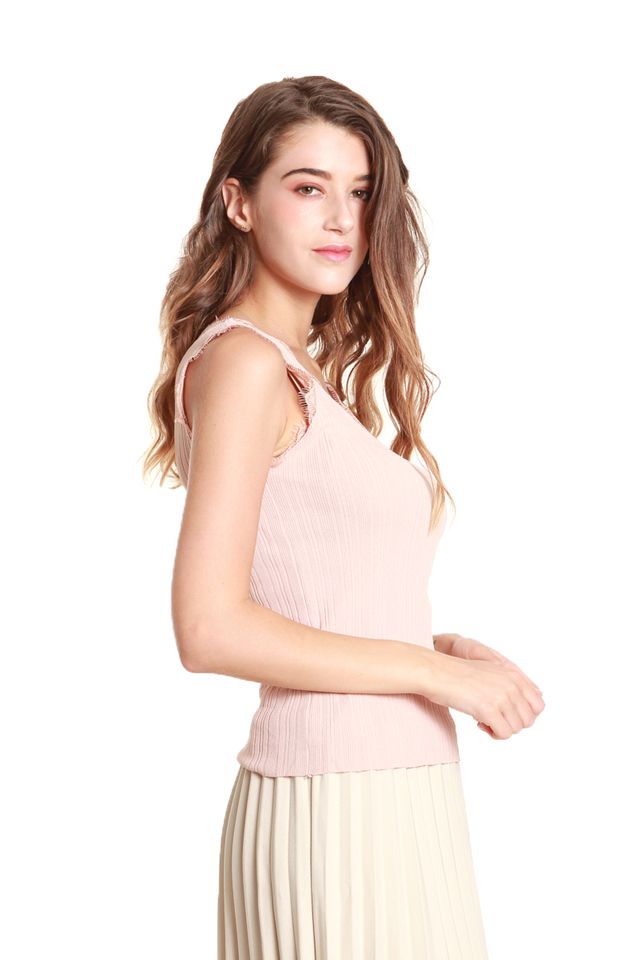Gala Lace-Trimmed Tank Blouse in Pink