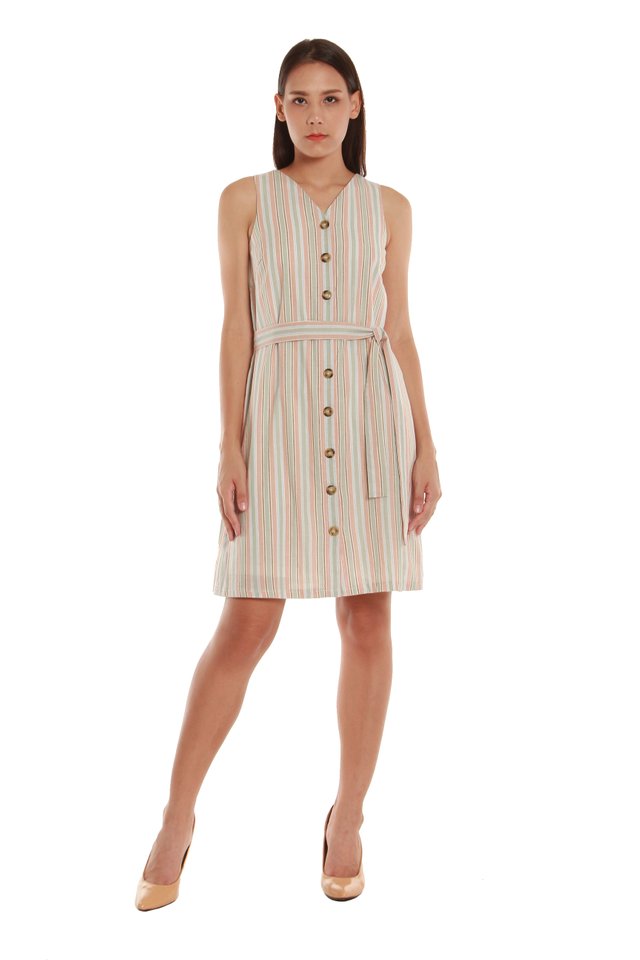 Alayna Striped Button-Front Dress