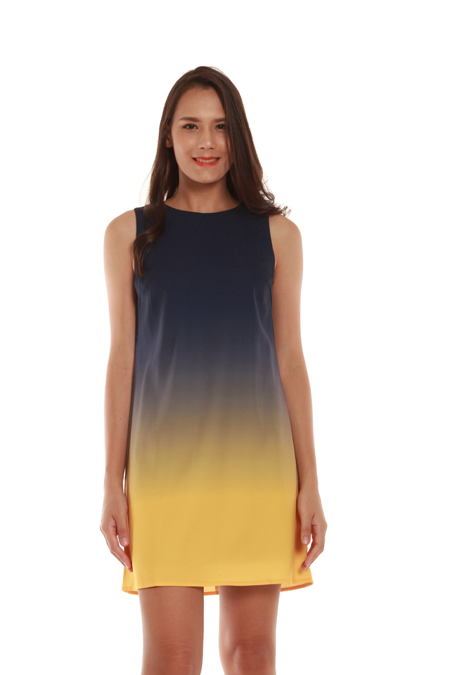 Marissa Ombré Tank Dress in Blue/Yellow
