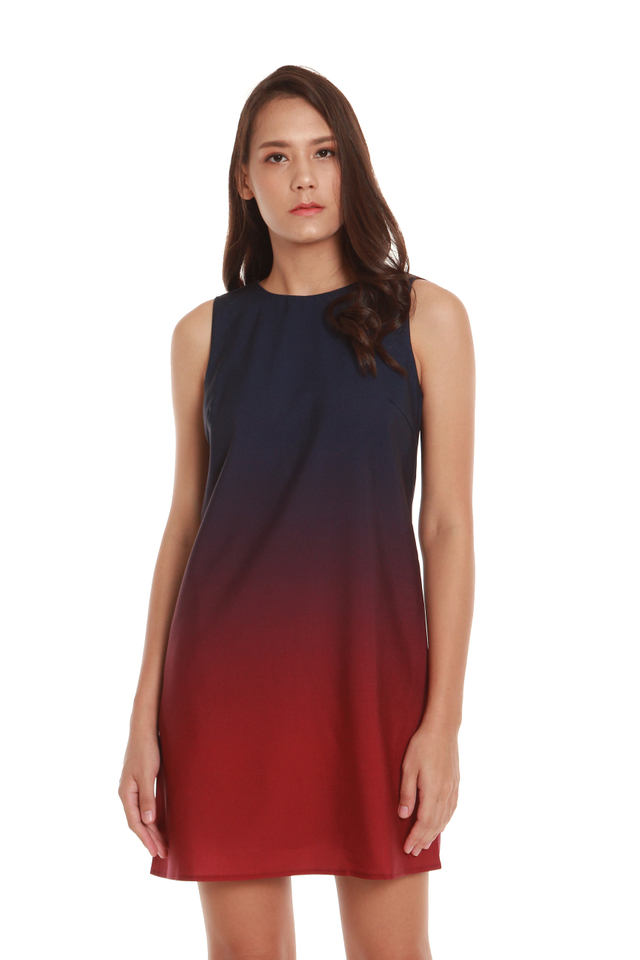 Marissa Ombré Tank Dress in Blue/Red
