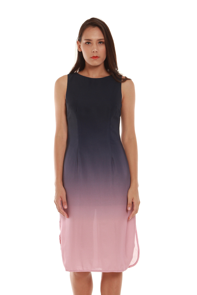 Sylvie Knee-Length Ombré Dress in Violet