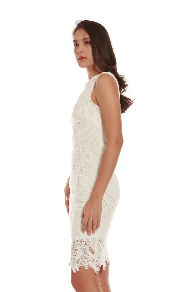 Milani Crochet Cocktail Dress in White
