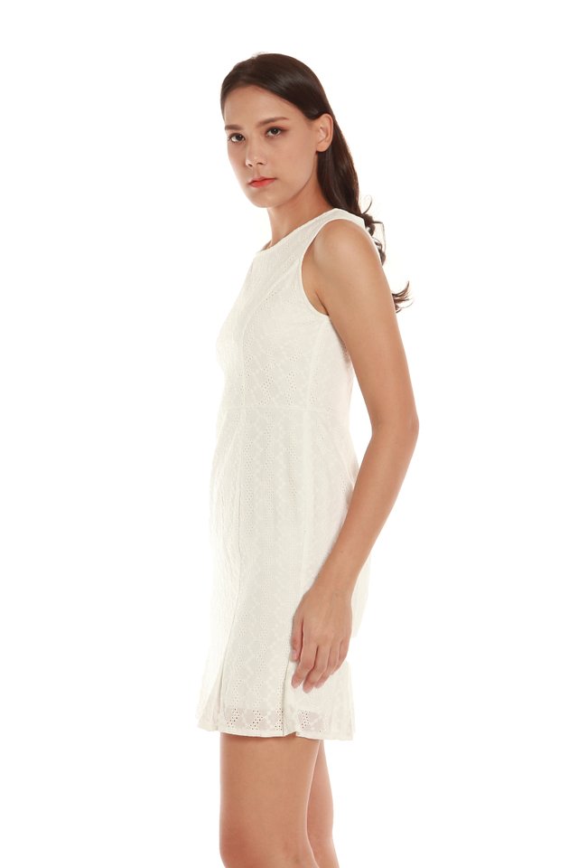 Sierra Eyelet Mini Dress in White