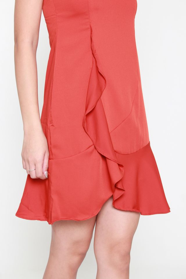 Kailyn Cascade Mini Dress in Scarlet