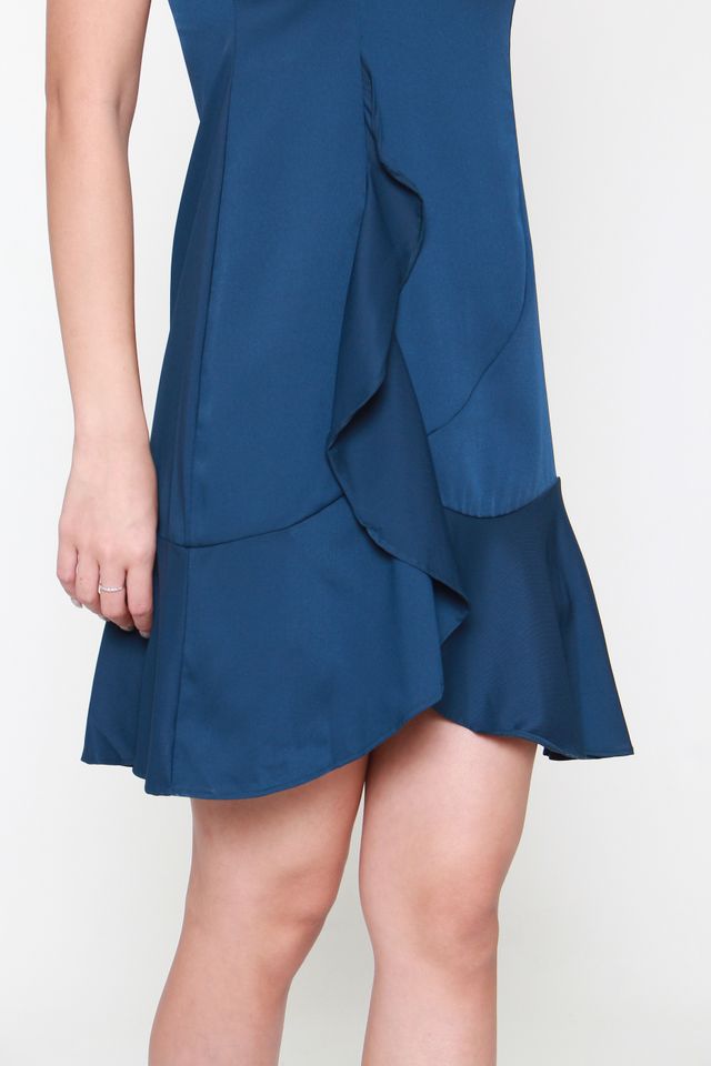 Kailyn Cascade Mini Dress in Blue