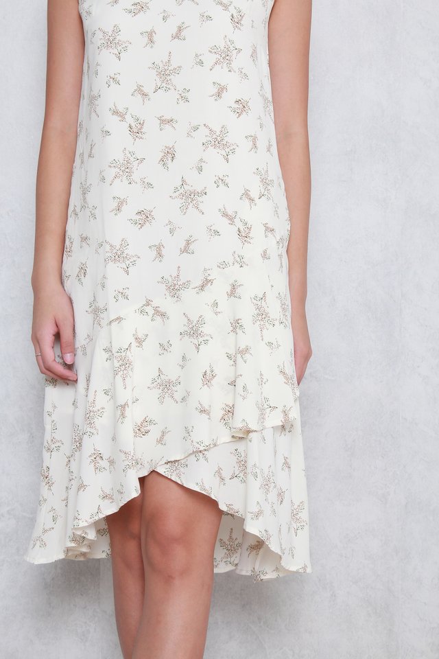 Adalyn Floral Print Dress in Beige