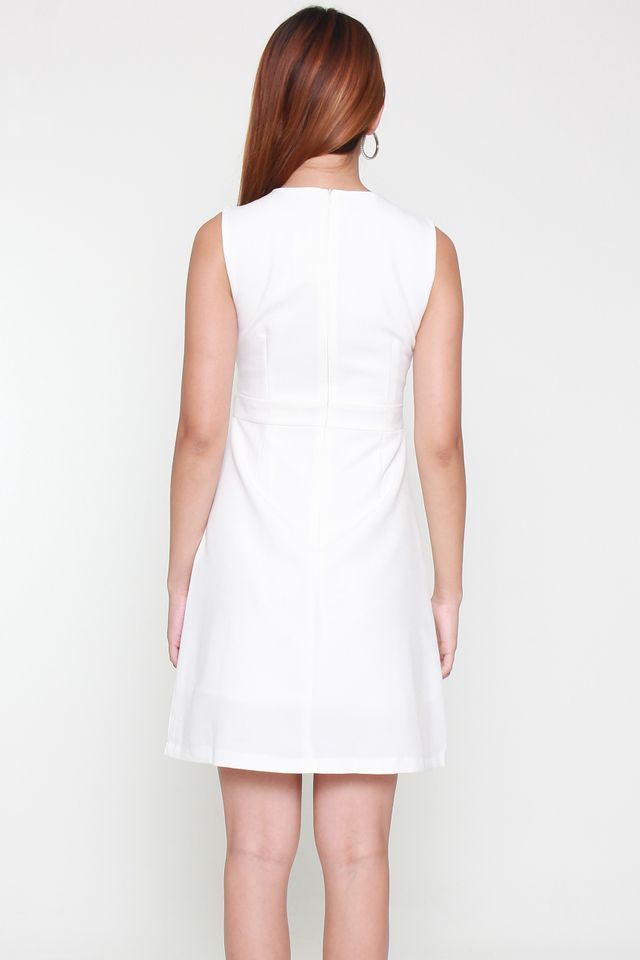 Olivia Buckle Work Dress in White