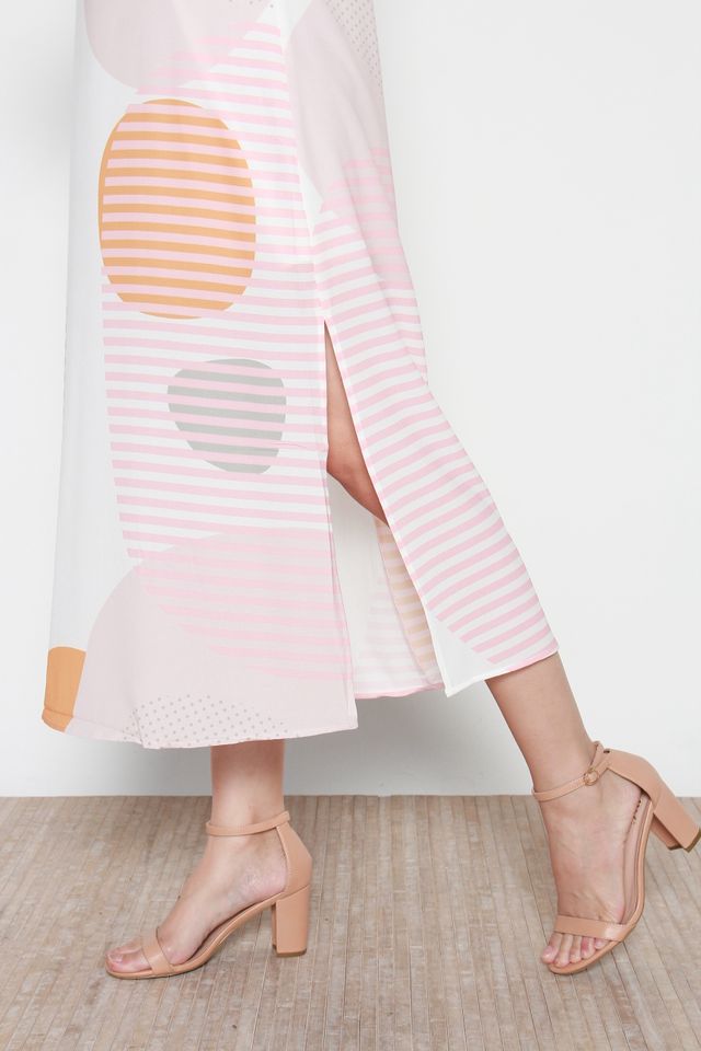 Luanne Abstract Print Side Slit Midi Dress