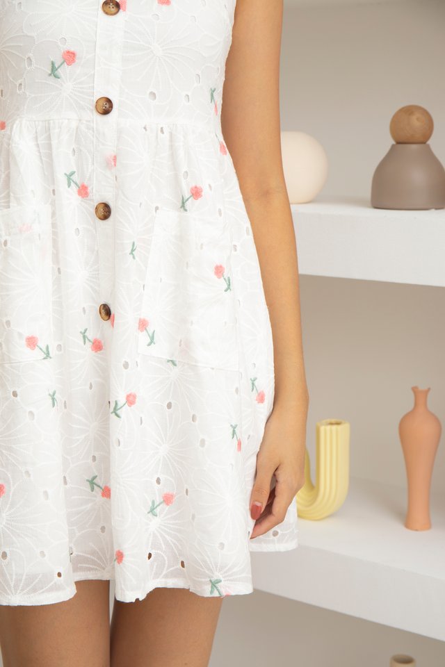 Amira Eyelet Embroidery Dress in Pink